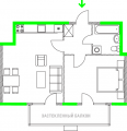 1-комнатная планировка квартиры в доме по адресу Украинки Леси бульвар 7в