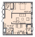 2-комнатная планировка квартиры в доме по адресу Антоновича улица (Горького улица) 83