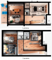 3-комнатная планировка квартиры в доме по адресу Кошевого Олега улица 17 (15)