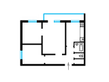 3-комнатная планировка квартиры в доме по проекту 1-447С-41