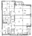 3-кімнатне планування квартири в будинку за адресою Сікорського Ігоря авіаконструктора вулиця (Танкова вулиця) 4б