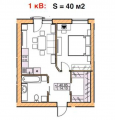 1-комнатная планировка квартиры в доме по адресу Тополевая улица 4