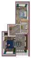 2-комнатная планировка квартиры в доме по адресу Садовая улица 1а (14-16)