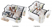 3-комнатная планировка квартиры в доме по адресу Молодежная улица 7