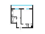 1-комнатная планировка квартиры в доме по проекту 1-447С-26