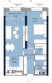 1-кімнатне планування квартири в будинку за адресою Жмаченко генерала вулиця 26