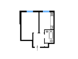 1-комнатная планировка квартиры в доме по проекту 1-447С-25