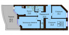 3-кімнатне планування квартири в будинку за адресою Сонячна вулиця 5