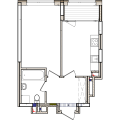 1-комнатная планировка квартиры в доме по адресу Правды / Выговского №8.1