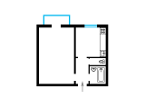 1-комнатная планировка квартиры в доме по проекту 1-406-7