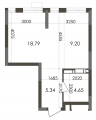 1-комнатная планировка квартиры в доме по адресу Каунасская улица 27