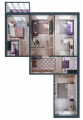 3-комнатная планировка квартиры в доме по адресу Калнышевского Петра улица (Майорова Михаила улица) 14