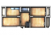 3-кімнатне планування квартири в будинку за адресою Максимовича Михайла вулиця (Трутенка Онуфрія вулиця) 3г