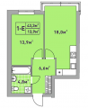 1-комнатная планировка квартиры в доме по адресу Университетская улица 3/1 (3)