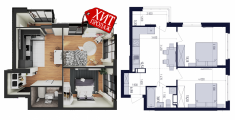 2-комнатная планировка квартиры в доме по адресу Гузара Любомира улица (Комарова Космонавта проспект) 9б