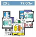 2-комнатная планировка квартиры в доме по адресу Салютная улица 2б (8)