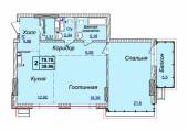 2-комнатная планировка квартиры в доме по адресу Драгомирова Михаила улица №72/1