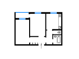 2-кімнатне планування квартири в будинку по проєкту 87-2