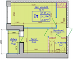 1-комнатная планировка квартиры в доме по адресу Хмельницкого Богдана улица 1а