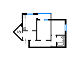 2-кімнатне планування квартири в будинку по проєкту КТУ