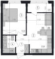 1-комнатная планировка квартиры в доме по адресу Лисковская улица 37