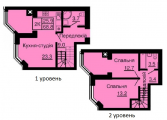 2-комнатная планировка квартиры в доме по адресу Молодежная улица 3