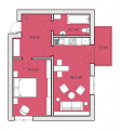 1-комнатная планировка квартиры в доме по адресу Покровская улица 40а
