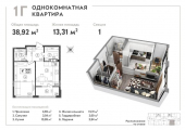 1-комнатная планировка квартиры в доме по адресу Милославская улица 20