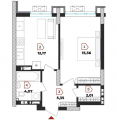1-комнатная планировка квартиры в доме по адресу Бандеры Степана проспект 32д