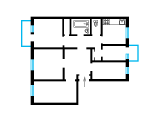 5-кімнатне планування квартири в будинку по проєкту 1-302-1