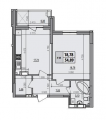 1-кімнатне планування квартири в будинку за адресою Маланюка Євгена вулиця (Сагайдака Степана вулиця) 101 (18-21