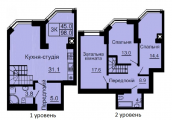 3-кімнатне планування квартири в будинку за адресою Молодіжна вулиця 3