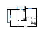 2-кімнатне планування квартири в будинку по проєкту 87-153.13.87