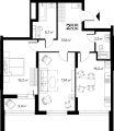 2-комнатная планировка квартиры в доме по адресу Ревуцкого улица 40г