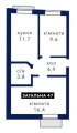 2-комнатная планировка квартиры в доме по адресу Юбилейный переулок 4