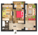 2-комнатная планировка квартиры в доме по адресу Декабристов улица 151к5