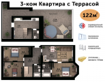 3-комнатная планировка квартиры в доме по адресу Украинки Леси улица 2а (5)
