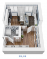 1-комнатная планировка квартиры в доме по адресу Железнодорожная улица 32 (2)