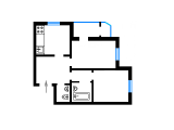 2-комнатная планировка квартиры в доме по проекту Т-25