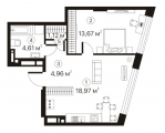 1-комнатная планировка квартиры в доме по адресу Бажана Николая проспект дом 3
