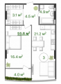 1-кімнатне планування квартири в будинку за адресою Старонаводницька вулиця 16б (Б)