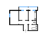 2-комнатная планировка квартиры в доме по проекту Б-5