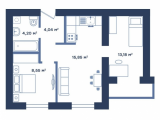 2-кімнатне планування квартири в будинку за адресою Білика Івана вулиця (Яблонева вулиця) 11