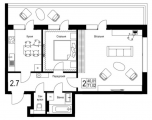 2-комнатная планировка квартиры в доме по адресу Набережно-Рыбальская улица 9