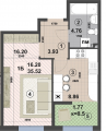 1-комнатная планировка квартиры в доме по адресу Панорамная улица 2д