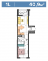 1-комнатная планировка квартиры в доме по адресу Салютная улица 2б (29)