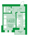 1-комнатная планировка квартиры в доме по адресу Амосова улица 4 (6)