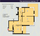 2-комнатная планировка квартиры в доме по адресу Европейская улица (Октябрьская улица) 31а
