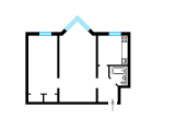 2-комнатная планировка квартиры в доме по проекту Л-5м