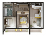 2-комнатная планировка квартиры в доме по адресу Пимоненко Николая улица 21